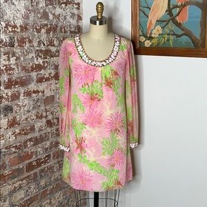 Pretty Silk Lilly Pulitzer Dress w/ Beaded Trim